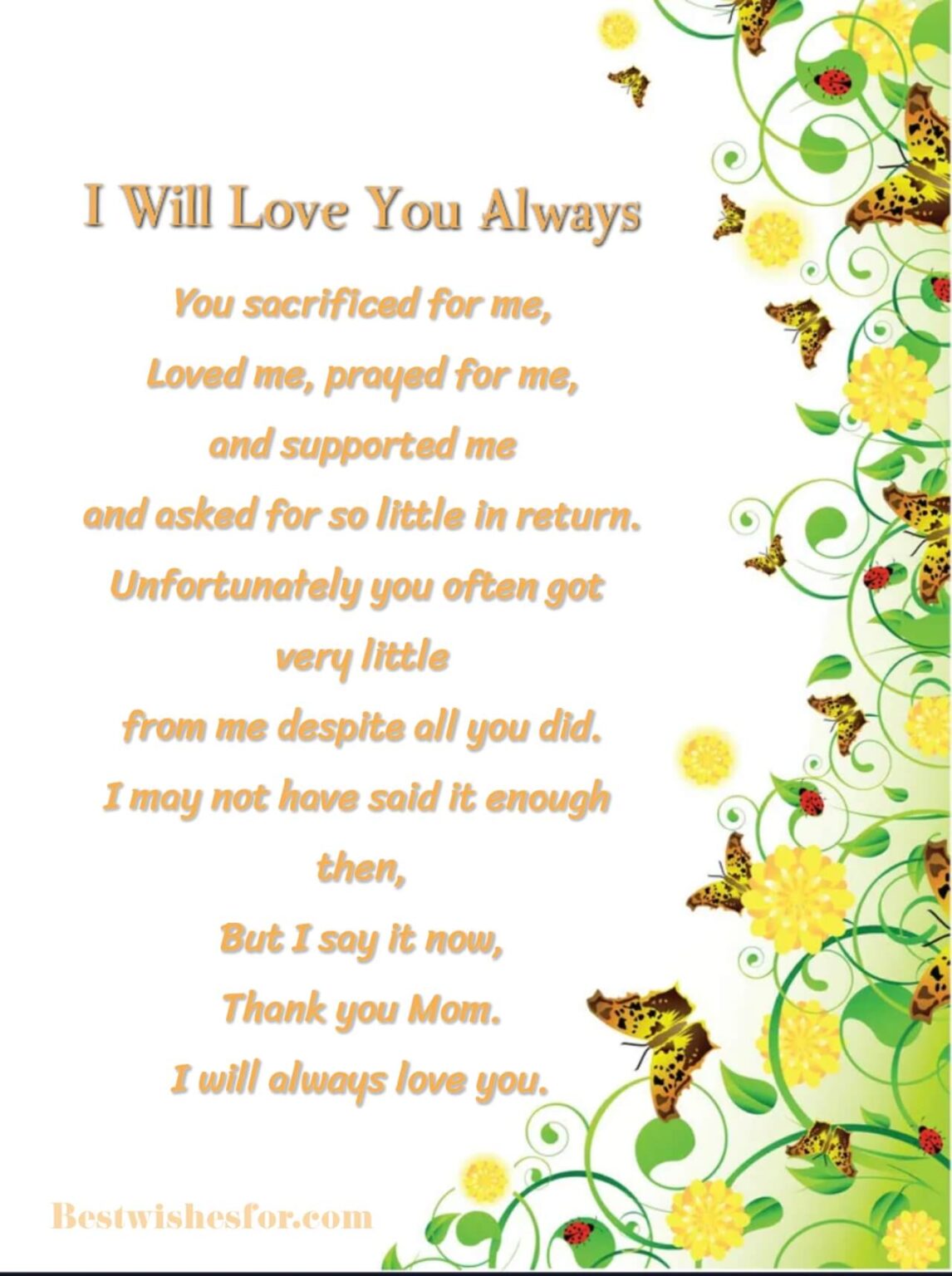 Mothers Day Poem In English Best Wishes