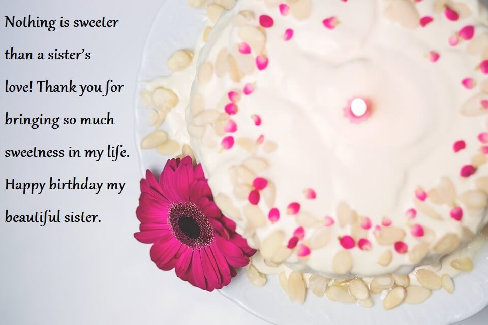Beautiful Birthday Cake With Wishes For Sister