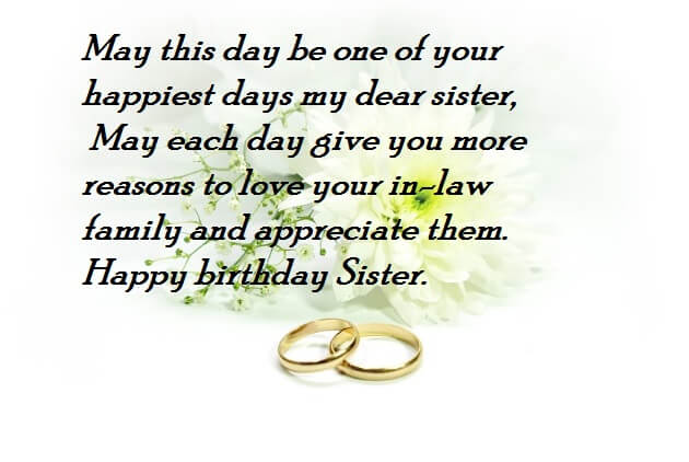 Happy Birthday Wishes For Sister After Her Marriage