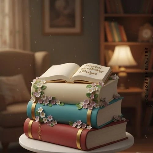 Book Lover Girl Birthday Cake AI Prompt
