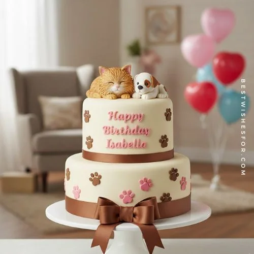 Pet Lover Girl Birthday Cake AI Prompt