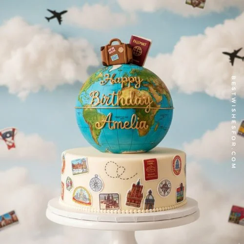 Traveler Girl Birthday Cake AI Prompt