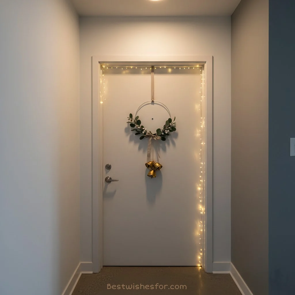 Christmas decorations on door
