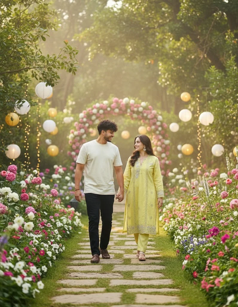 Wedding Anniversary AI Prompt-Garden Anniversary Celebration – Fresh & Natural Love Story