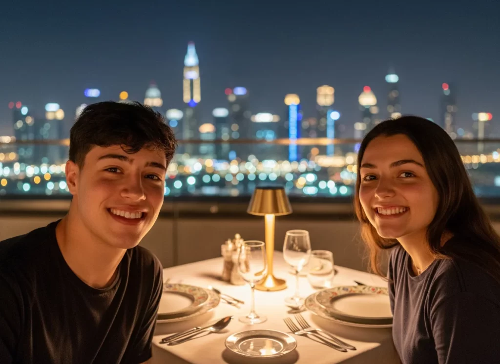 Wedding Anniversary Gemini AI Prompt-Dubai Rooftop Dinner – Luxury Night Celebration