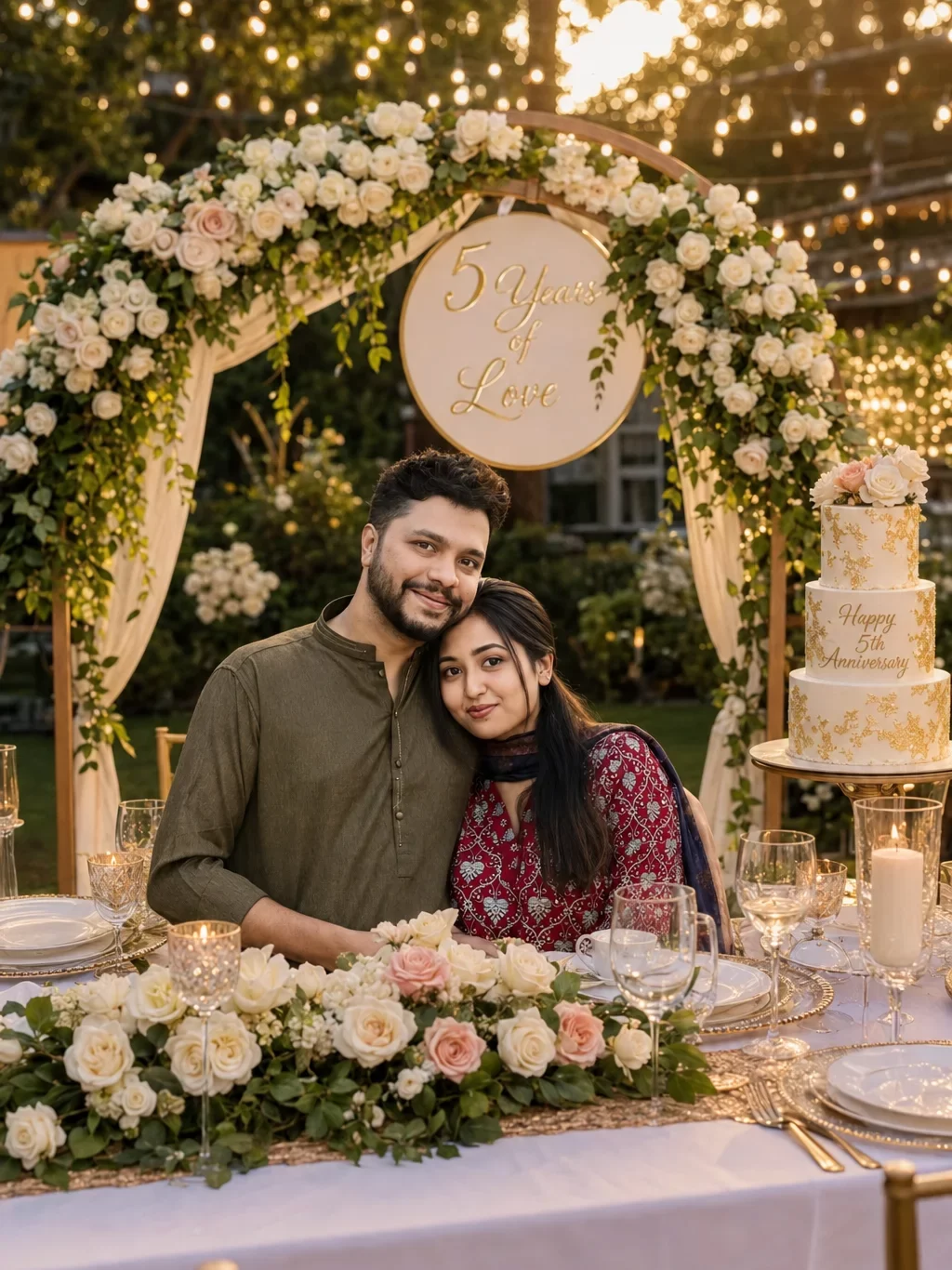 5th Marriage Anniversary Prompts-Outdoor Garden Anniversary Celebration