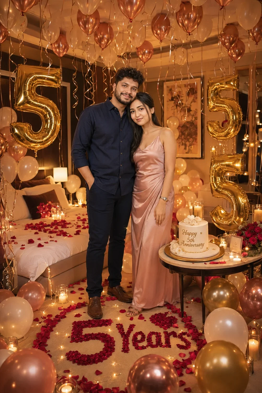 5th Marriage Anniversary Prompts-Romantic Balloon Surprise Room