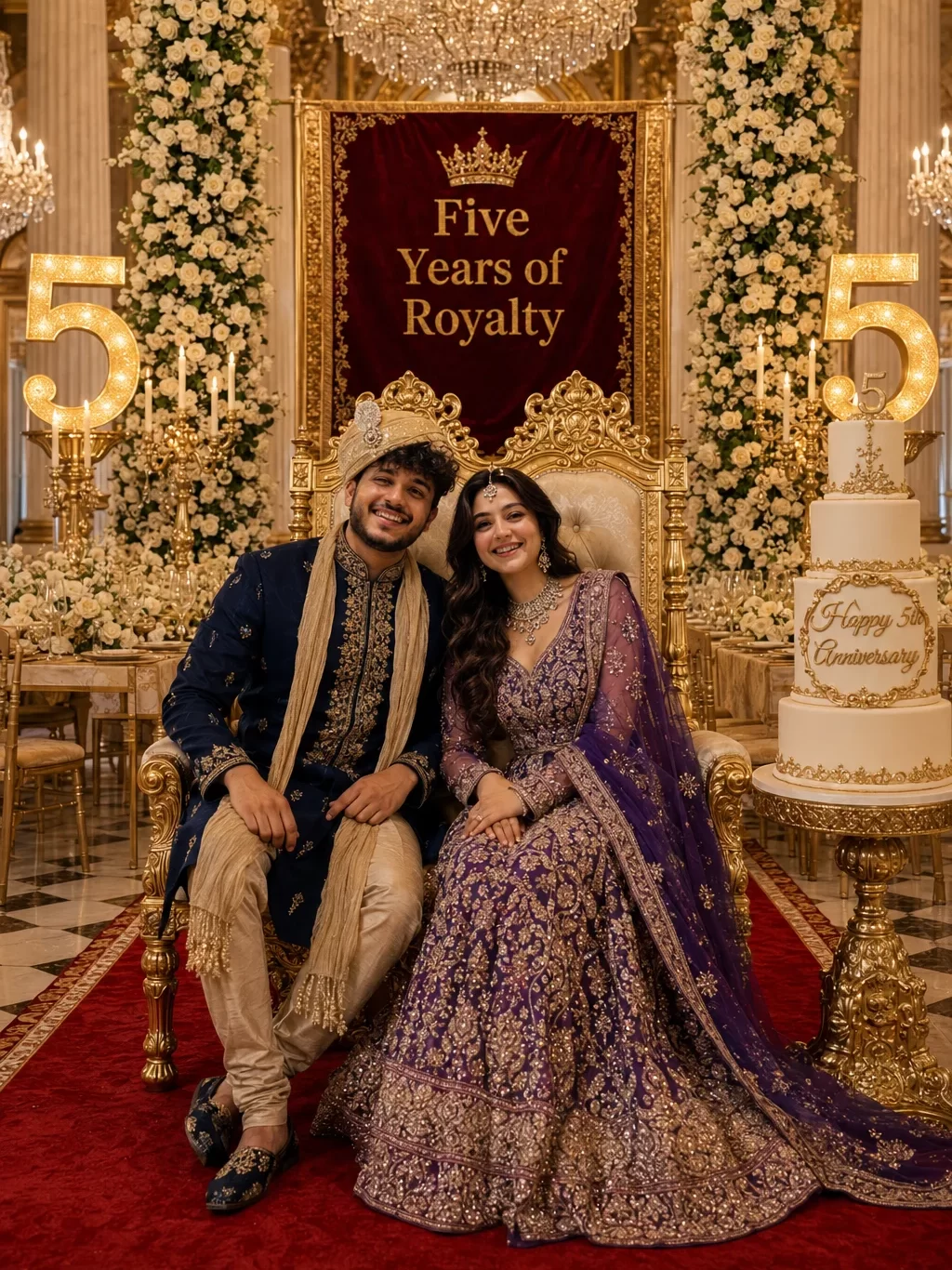 5th Marriage Anniversary Prompts-Royal Palace Throne Room Portrait