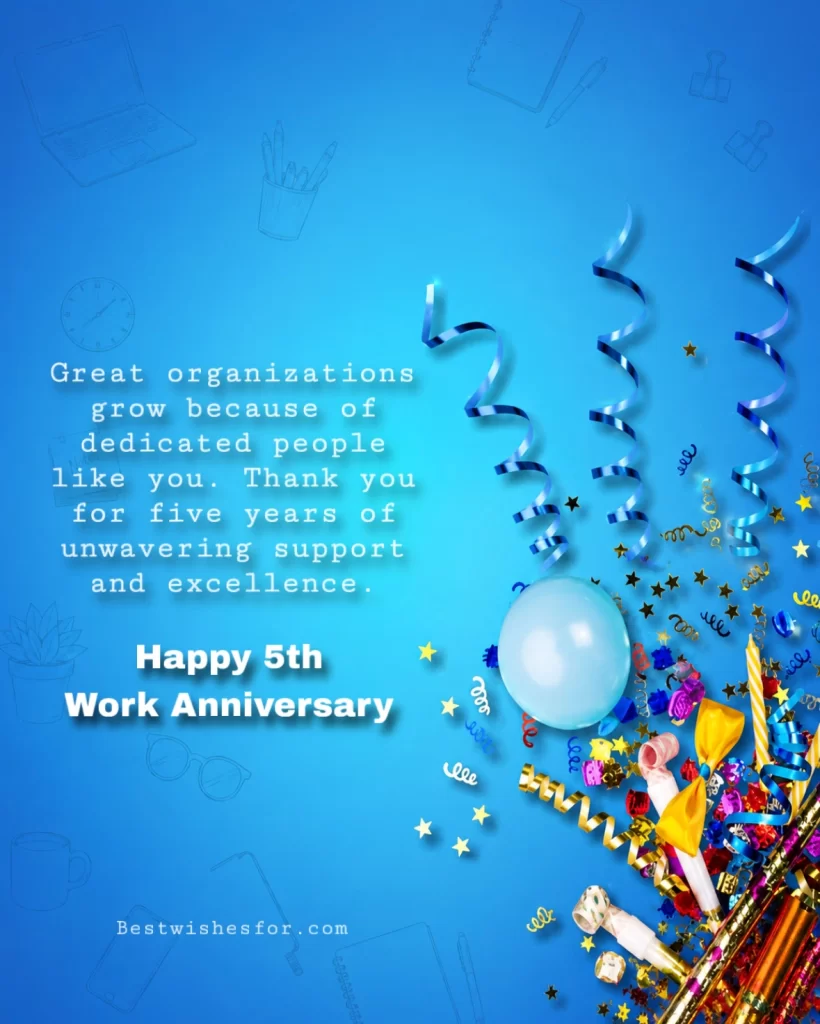 5th Work Anniversary Appreciation Words