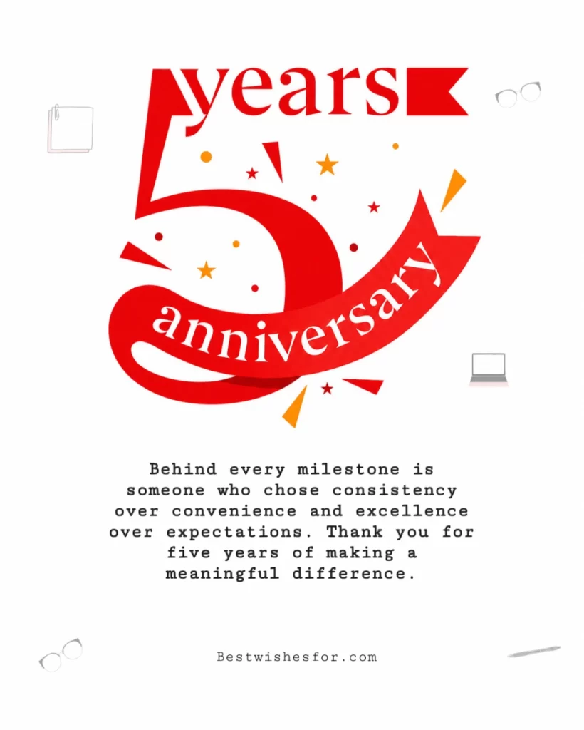Appreciation Words for 5th Work Anniversary